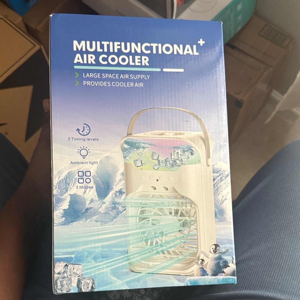Multifunctional Air Cooler - White with Blue Accent